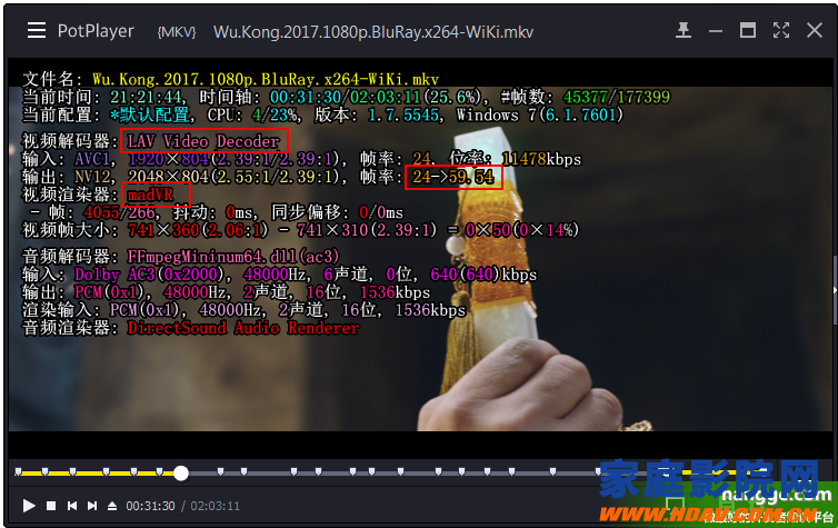 原文:实现PC视频播放最强画质教程( Potplayer播放器+MADVR插件)